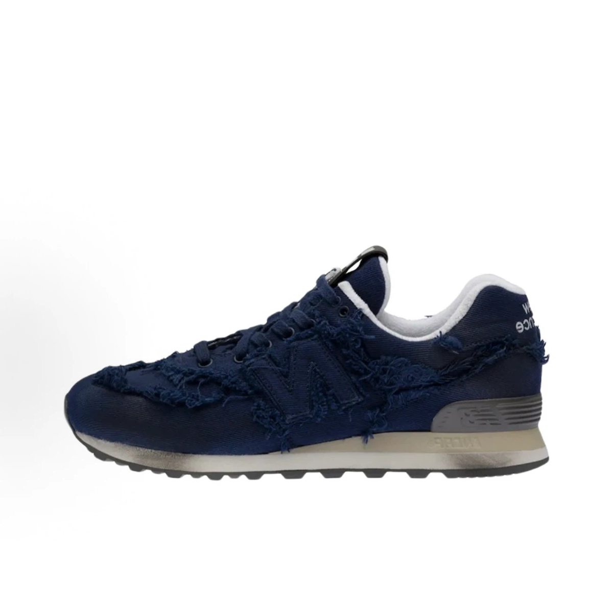 Women's Vintage Navy Frayed Denim Sneakers, Retro 80s Chunky Sole Casual Shoes, Lace Up Distressed Jean Sneakers for Daily Wear