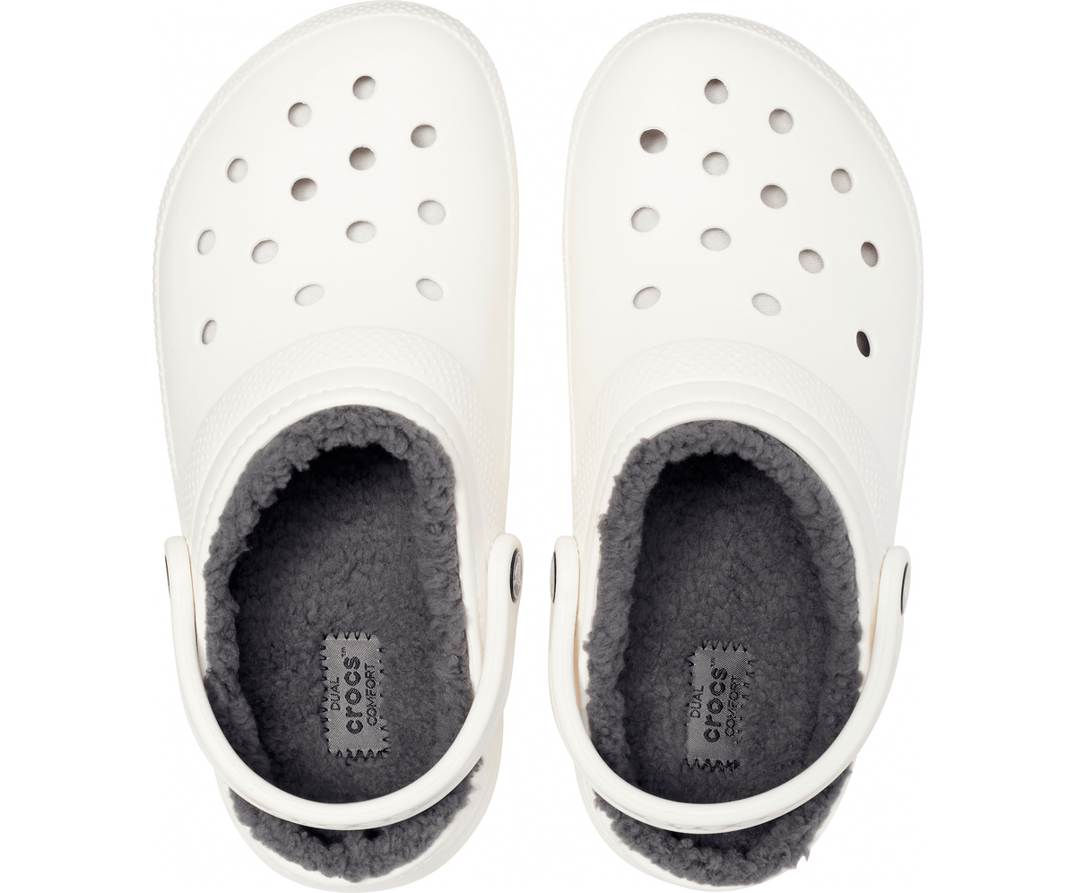 Crocs Unisex Classic Lined Clog - White / Grey